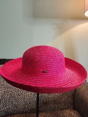 Scala Collection Womens Wide Brim Woven Natural Straw Sun Hat One Size Pink